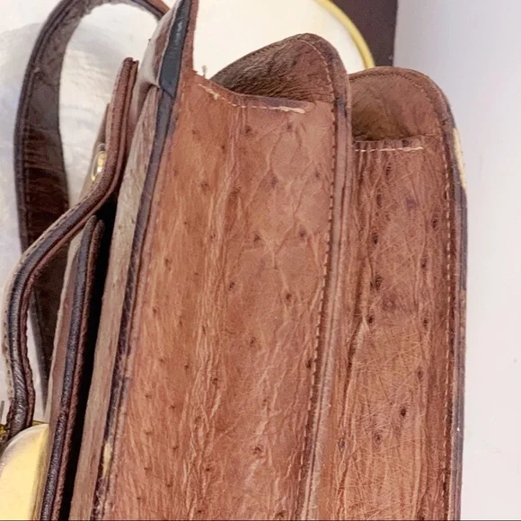 Vintage Brown Ostrich Leather Small Purse Bag